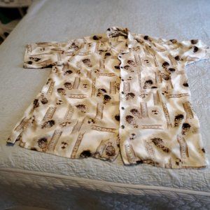 Pineapple Connection Men's Aloha-style Shirt Size 3XLT Cream & Brown.